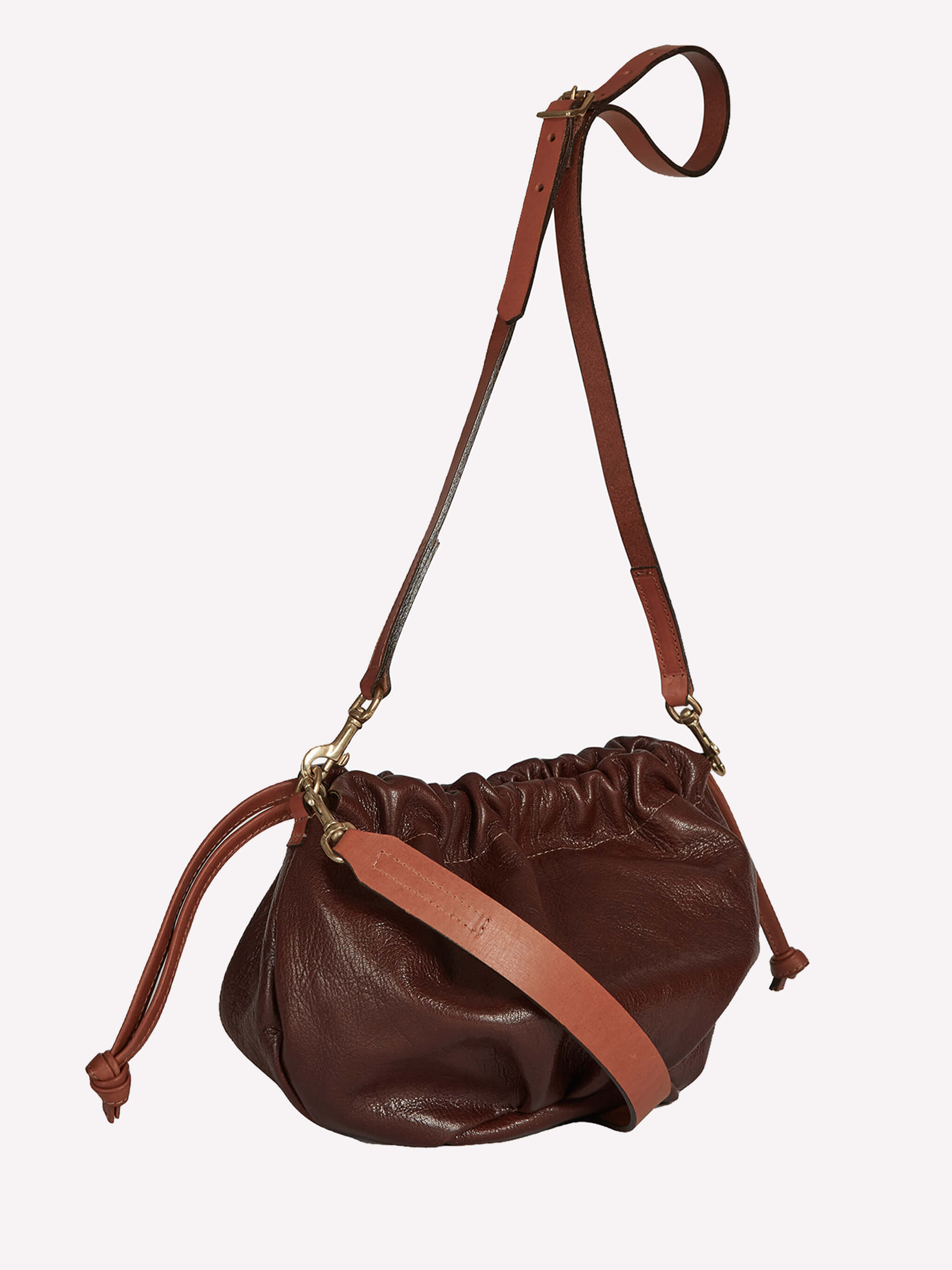 Wood Drawstring Bag - Shiny Conker / Chocolate /Whiskey