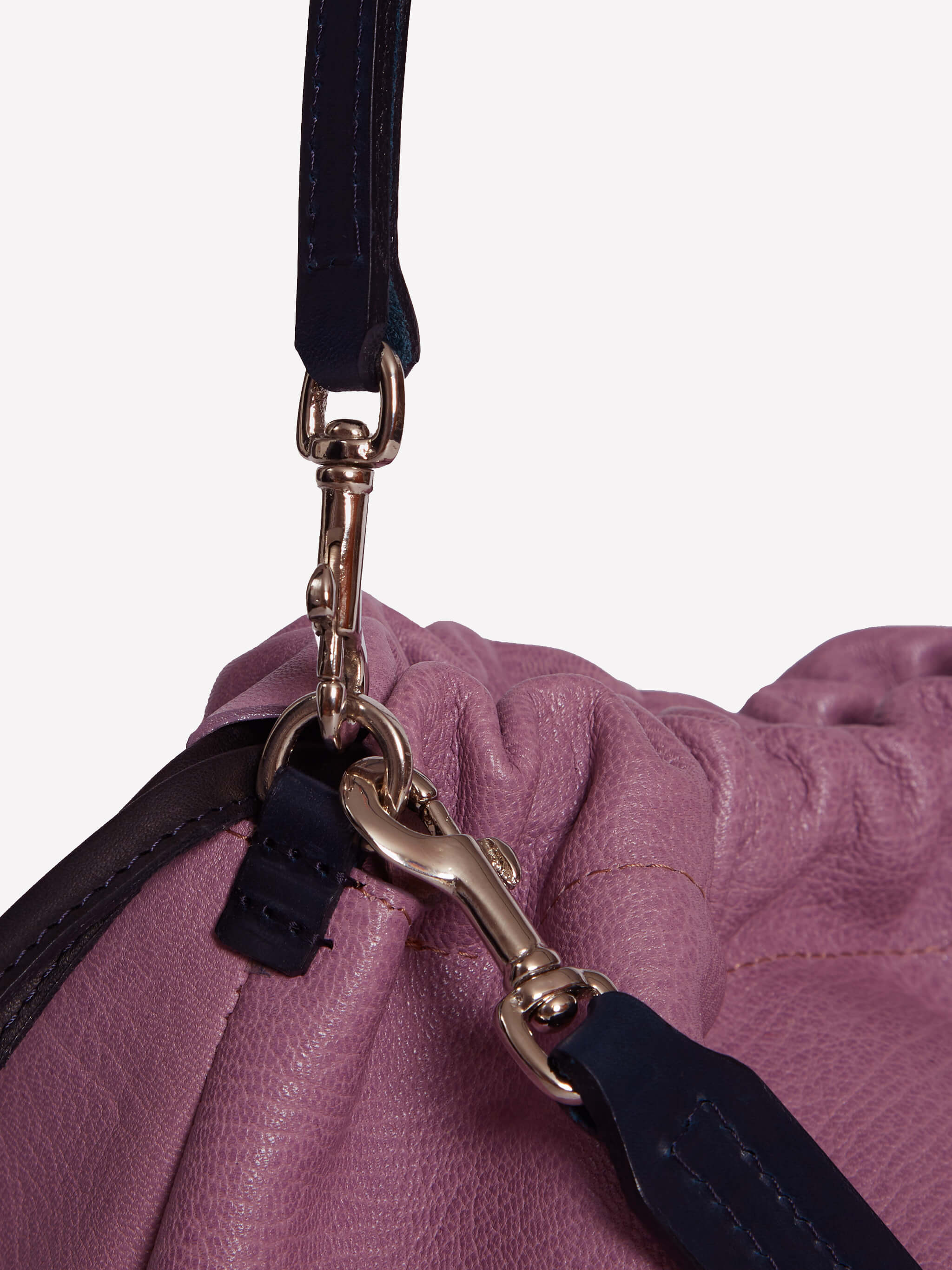 Wood Drawstring Bag - Lilac / Black / Navy