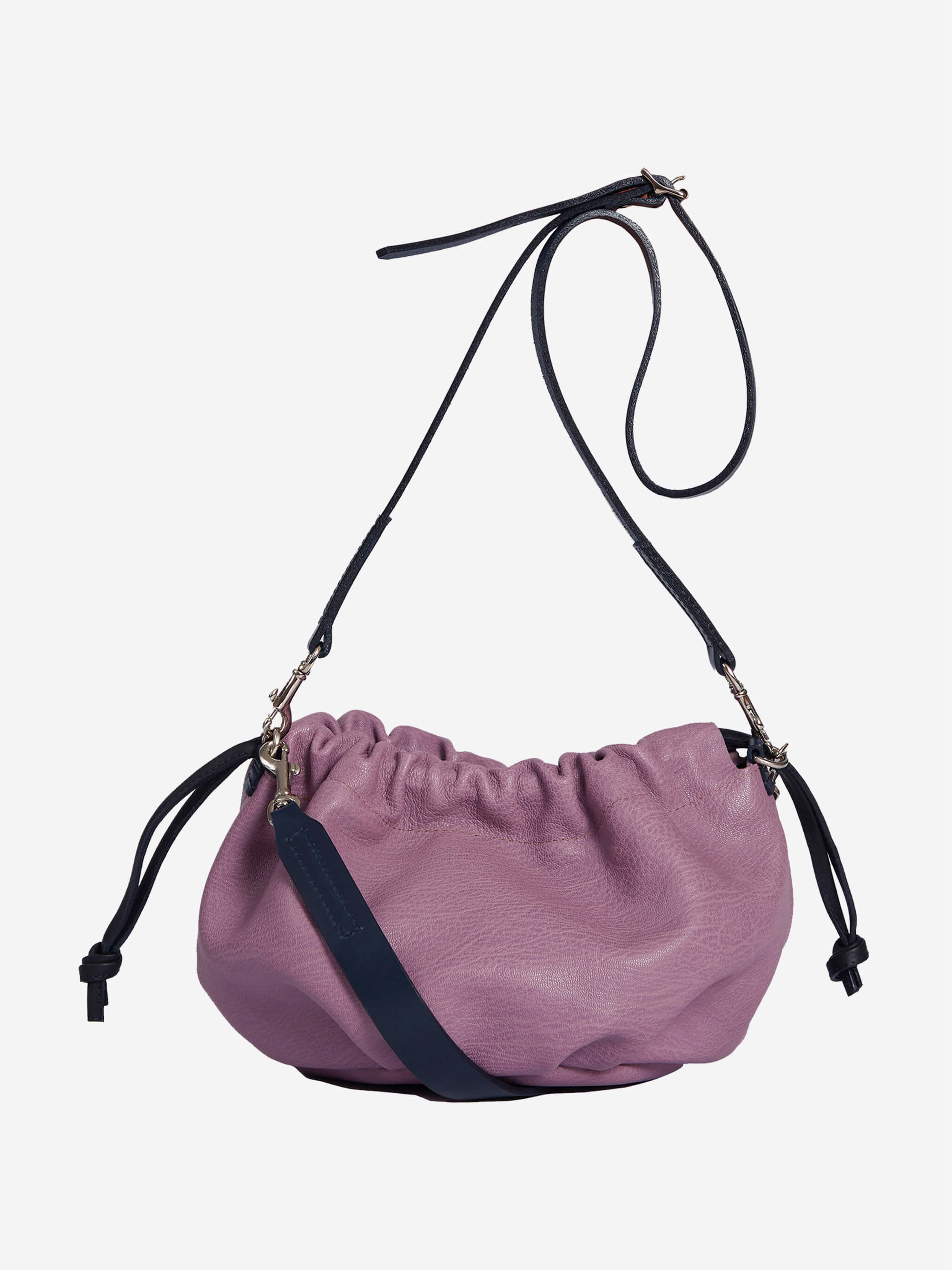 Wood Drawstring Bag - Lilac / Black / Navy