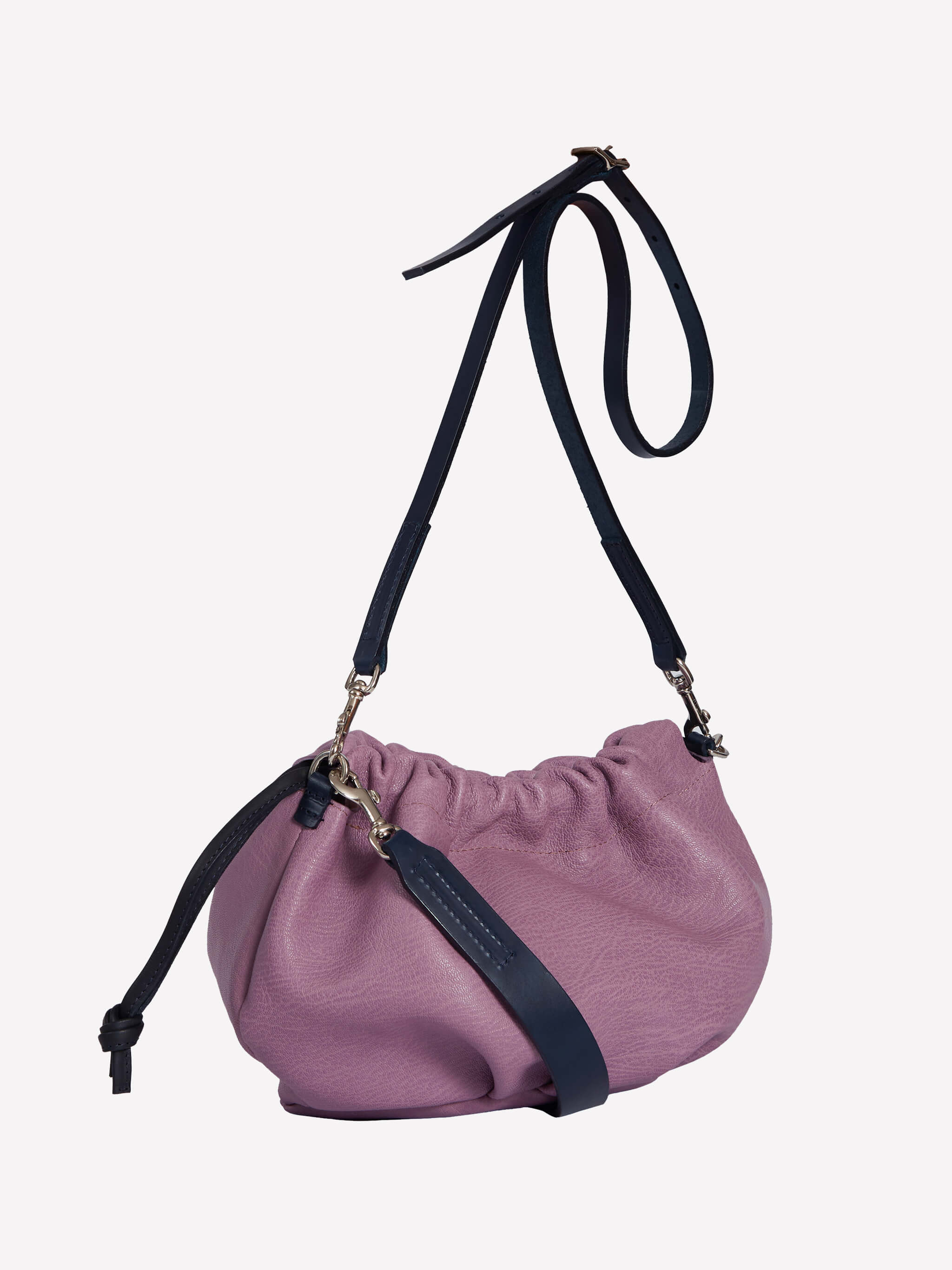 Wood Drawstring Bag - Lilac / Black / Navy