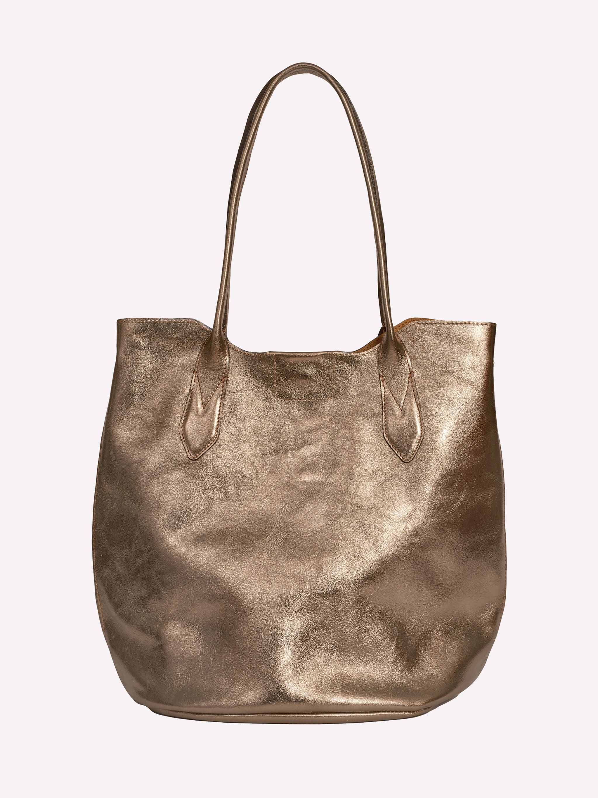 Hill Leather Tote Bag - Golden Pewter Metallic