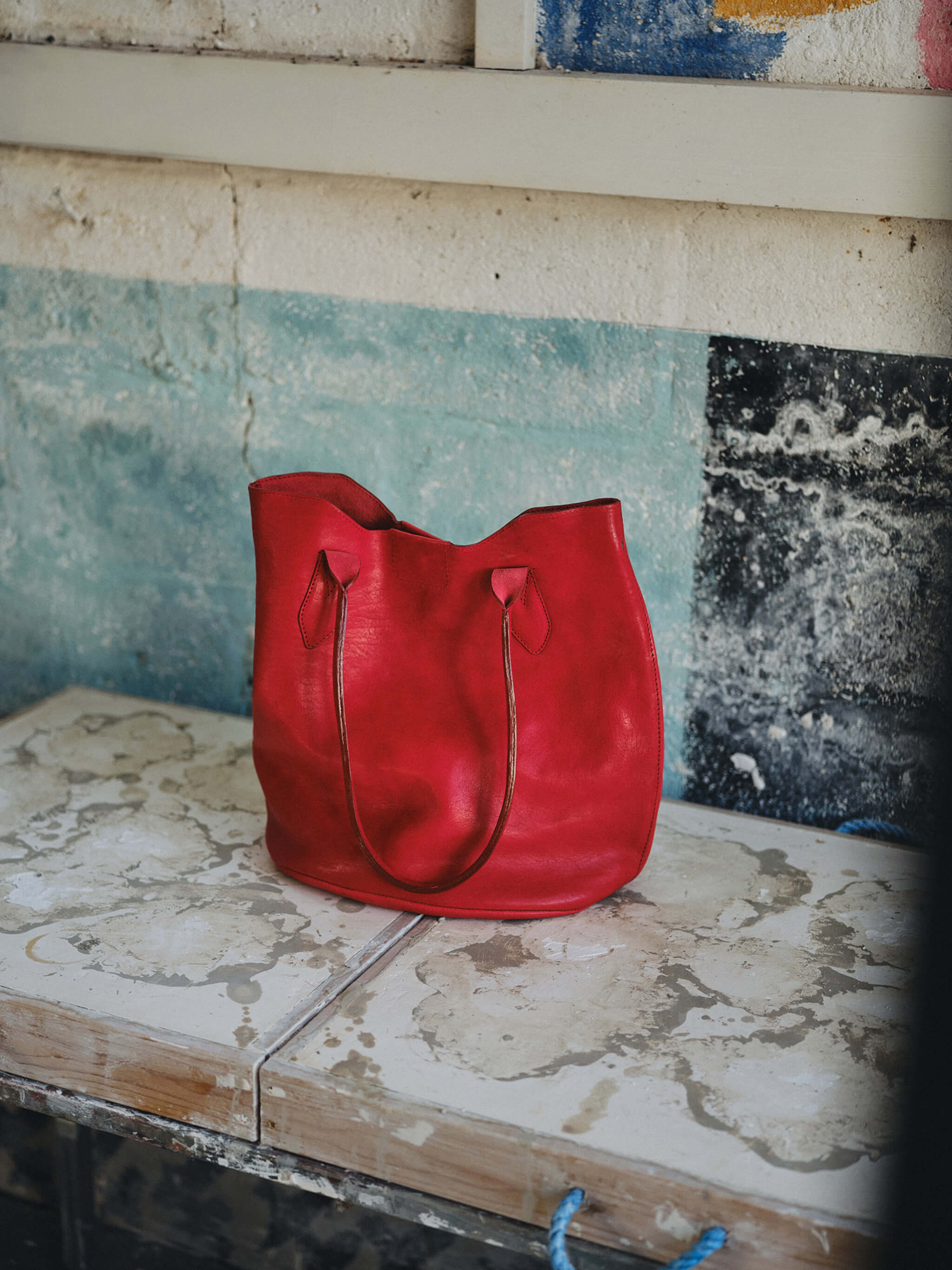 Hill Leather Tote Bag - Red