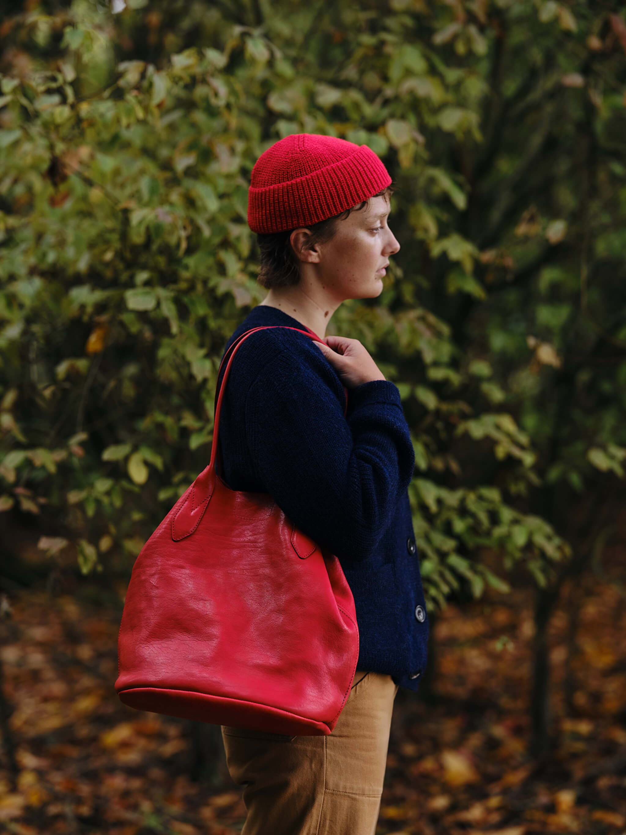 Hill Leather Tote Bag - Red