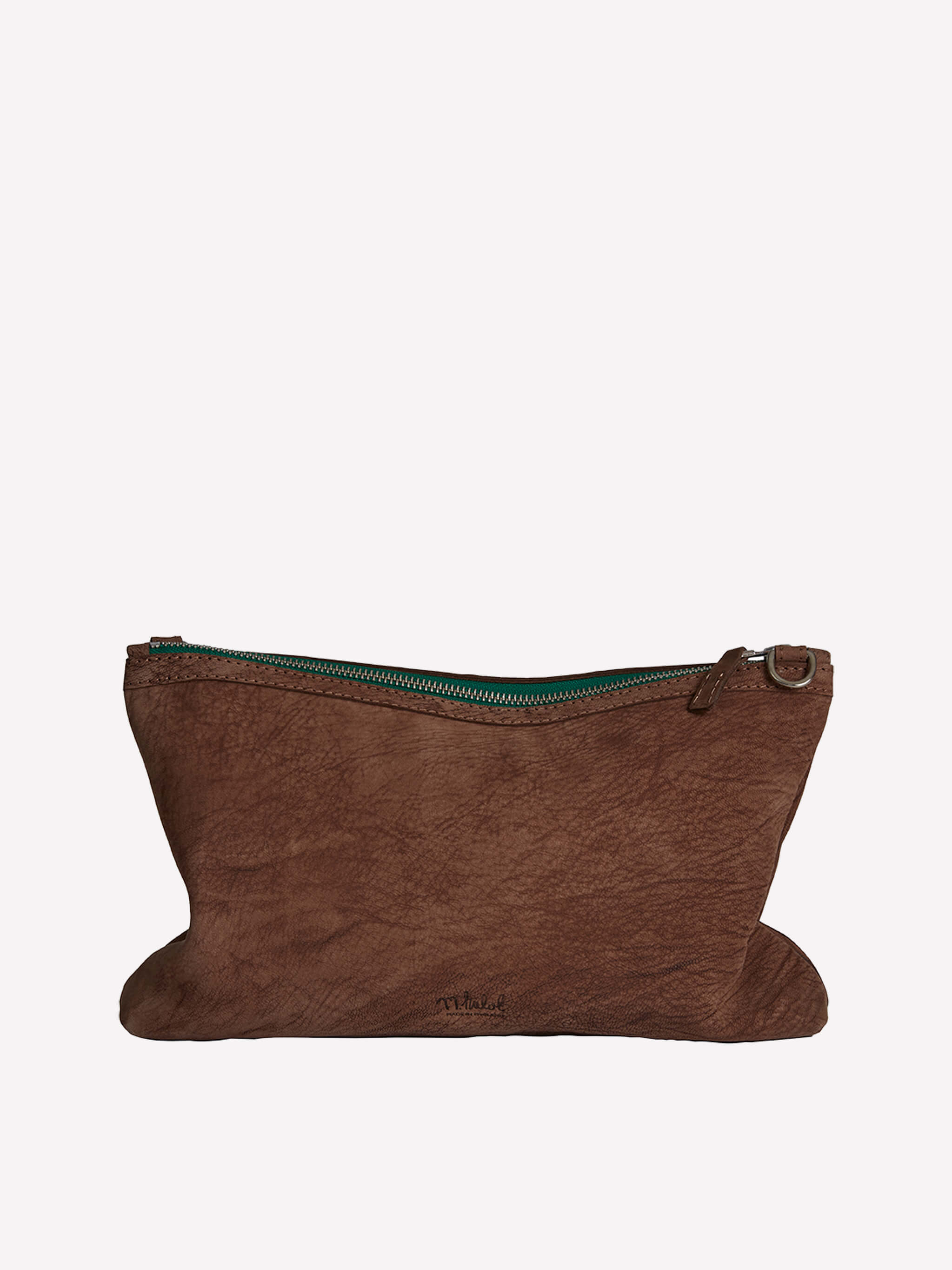 Peter Crossbody Bag in Nubuck - Bitter Chocolate/Emerald