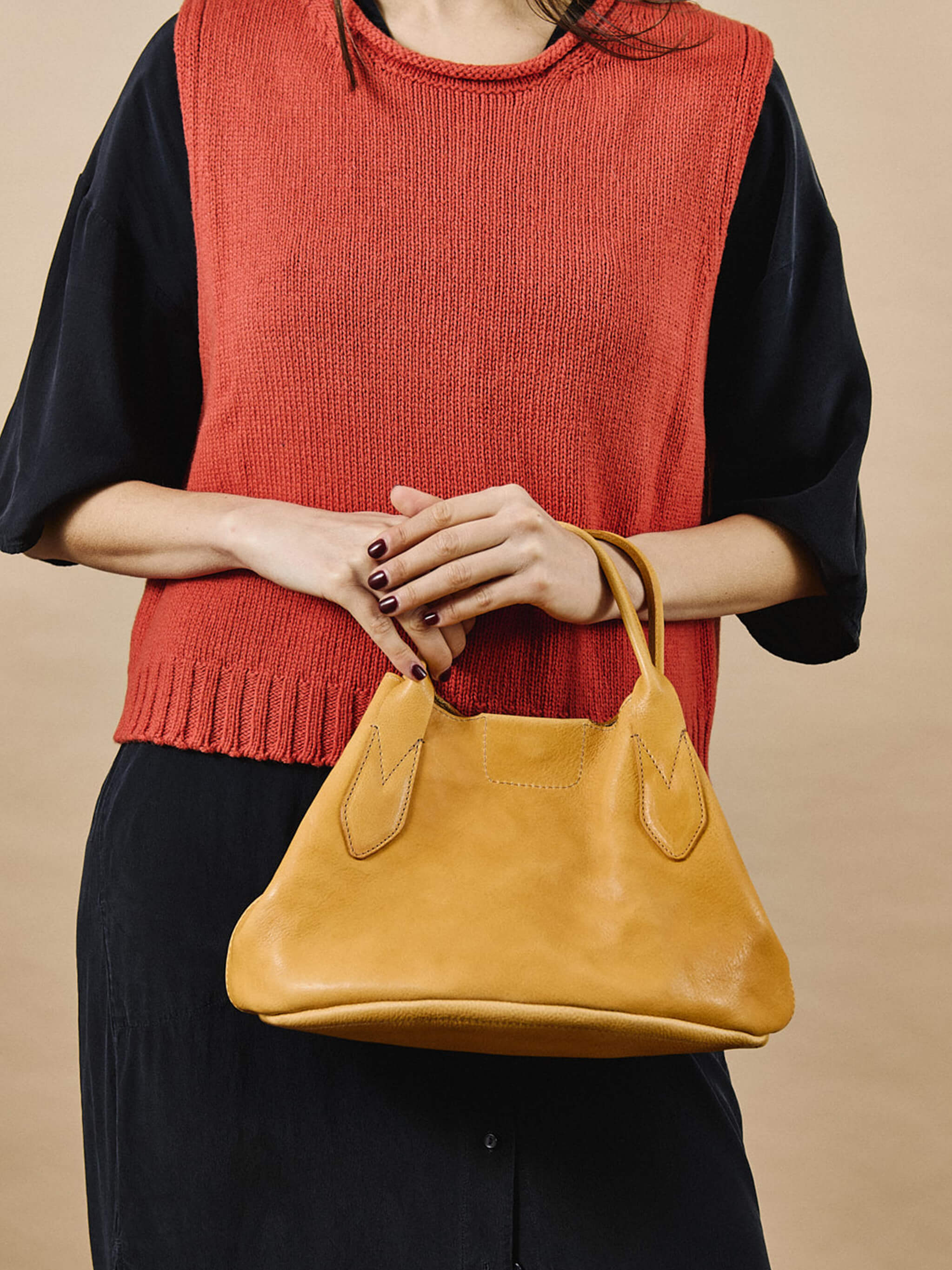 Hilda Leather Tote Bag -Flax