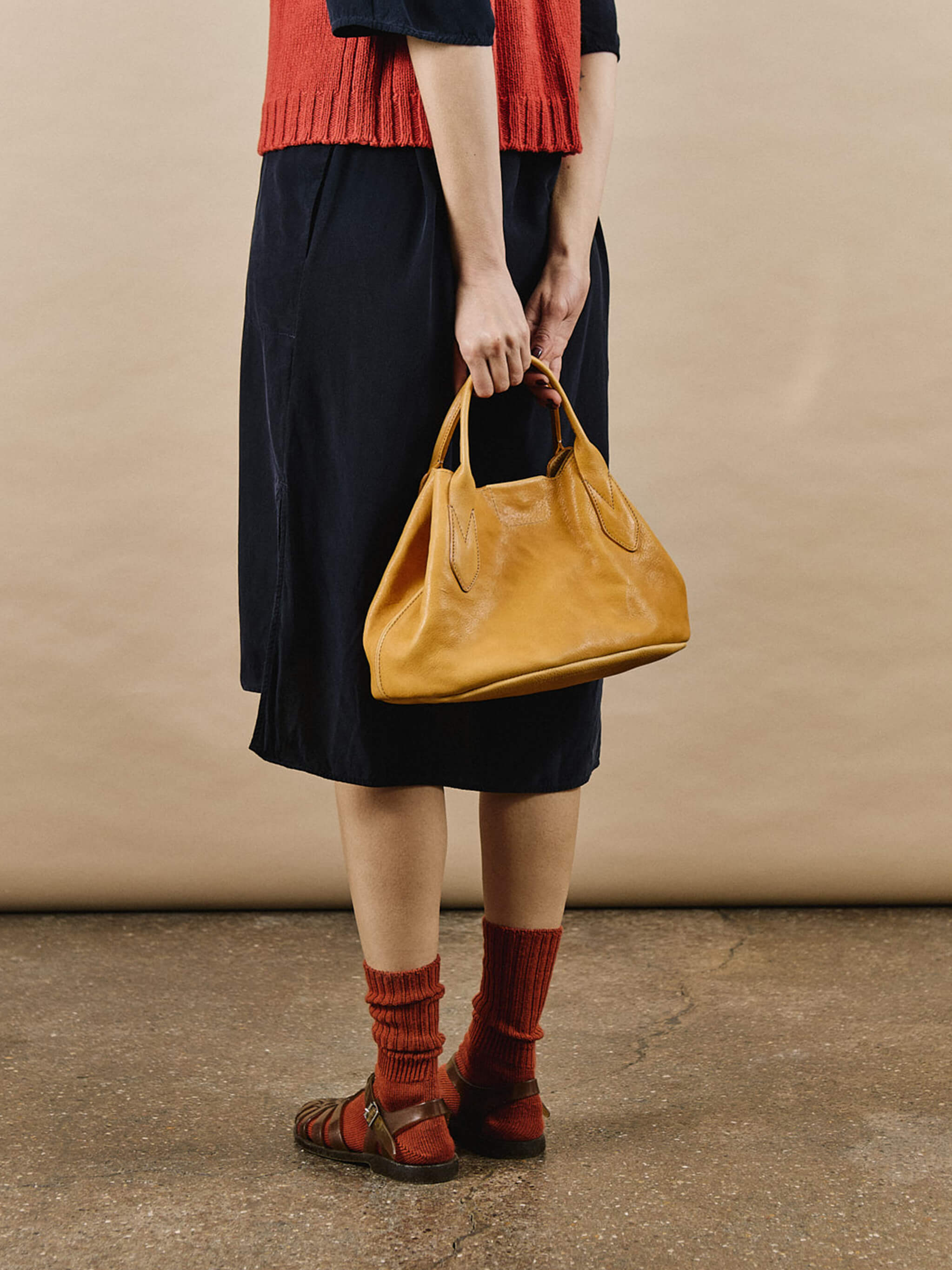 Hilda Leather Tote Bag -Flax