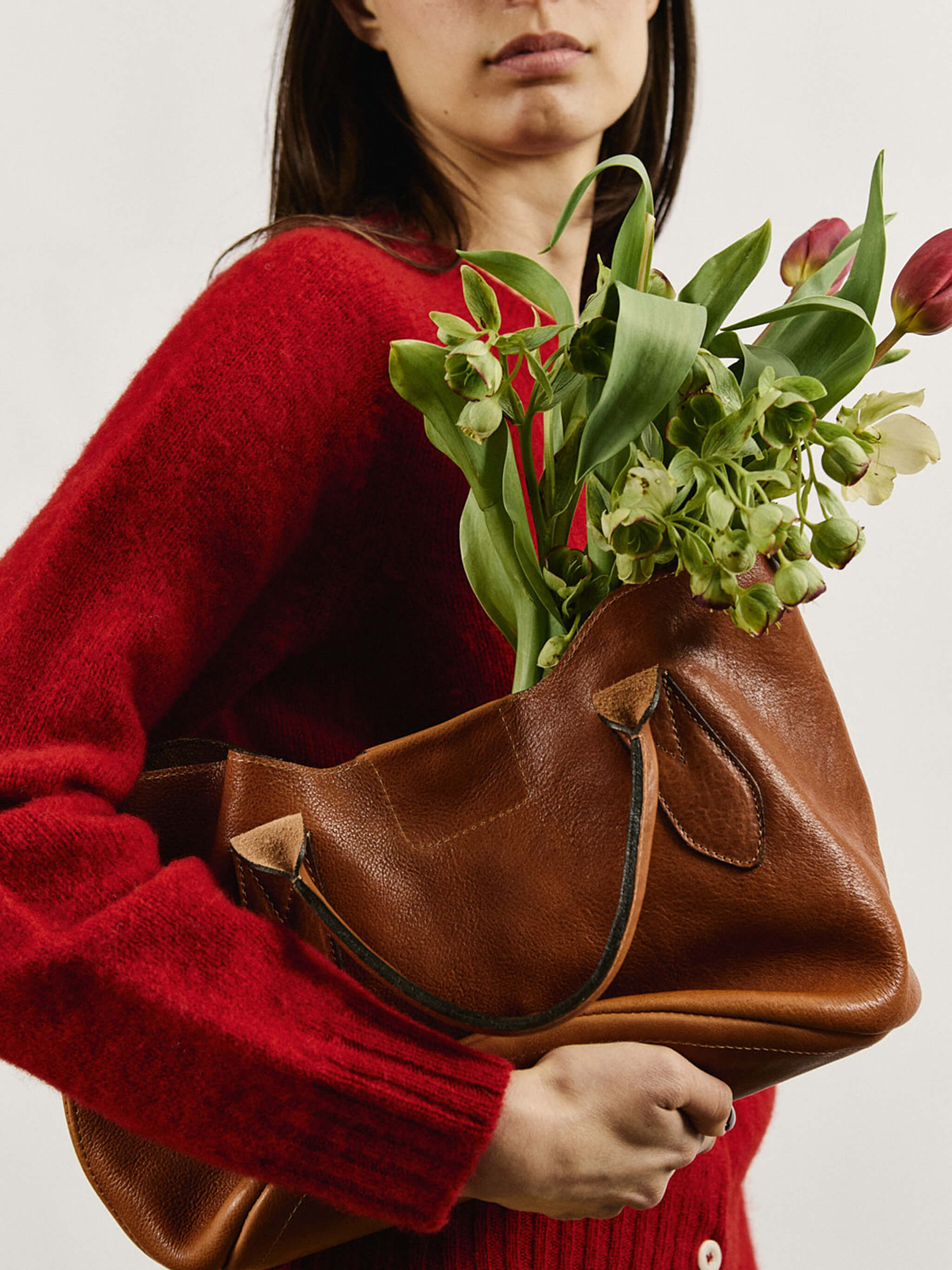 Hilda Leather Tote Bag - Tan