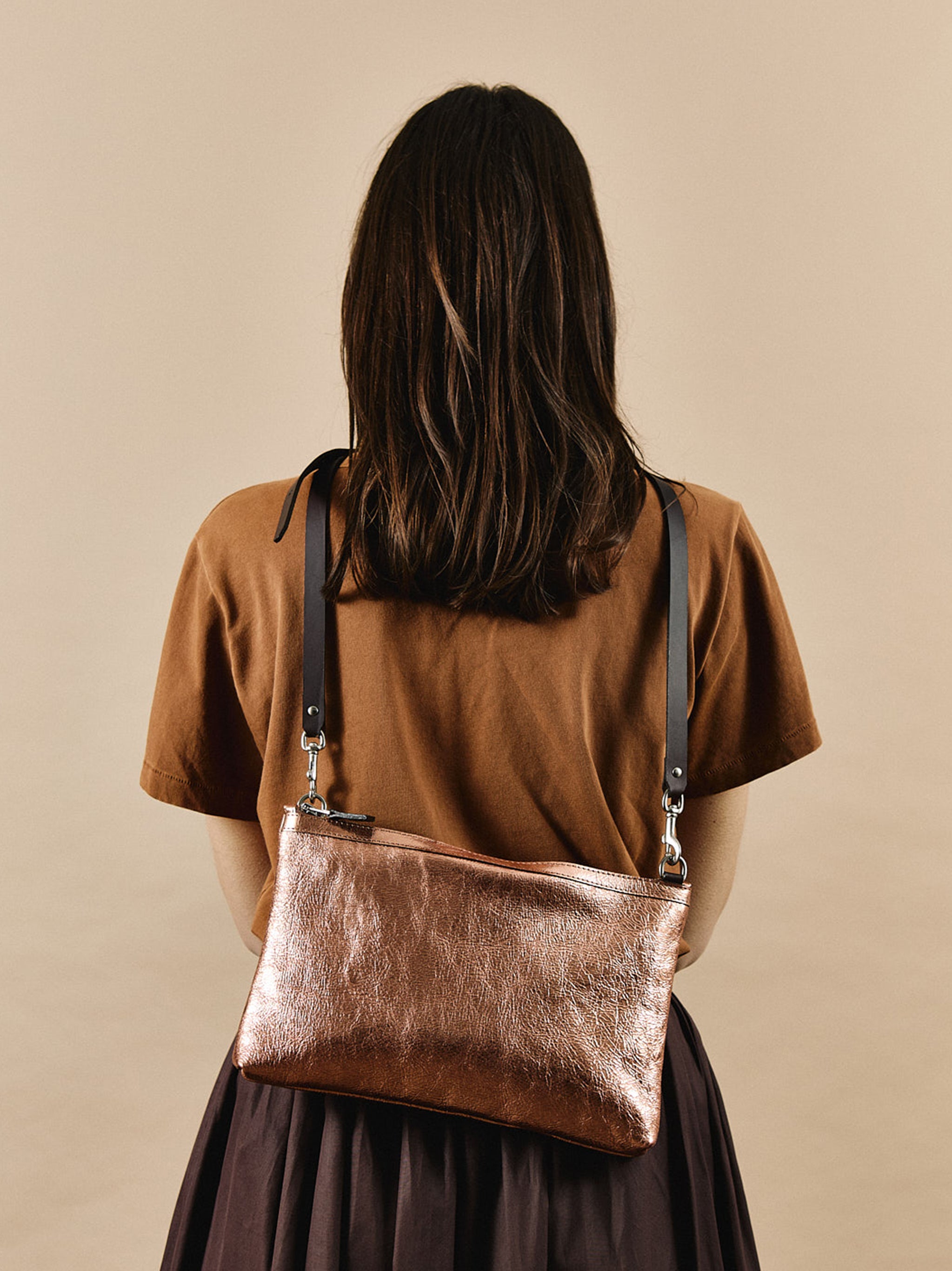 Peter Crossbody Bag - Rose Gold Metallic