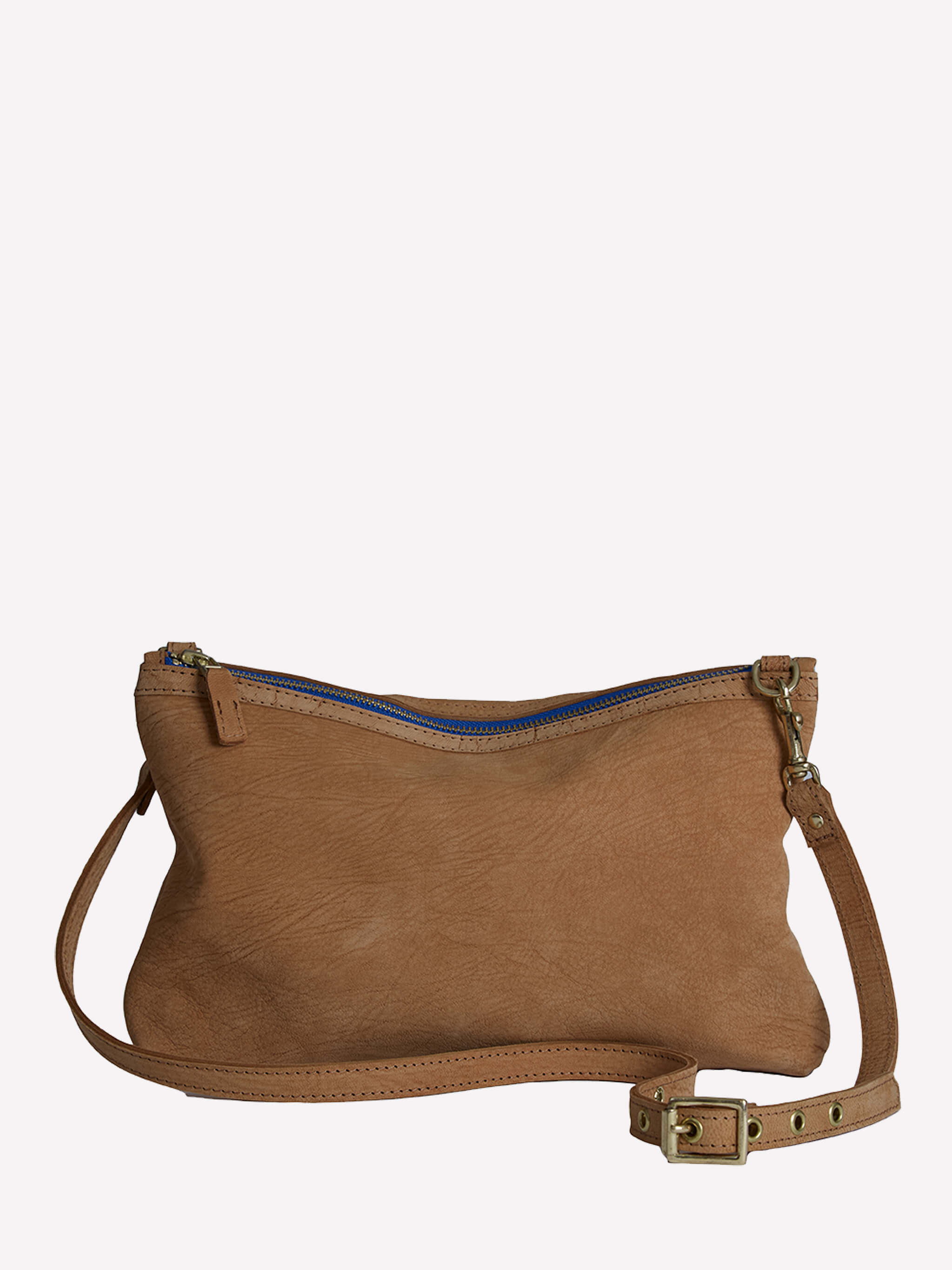 Peter Crossbody Bag in Nubuck - Cinnamon/Cerulean Blue
