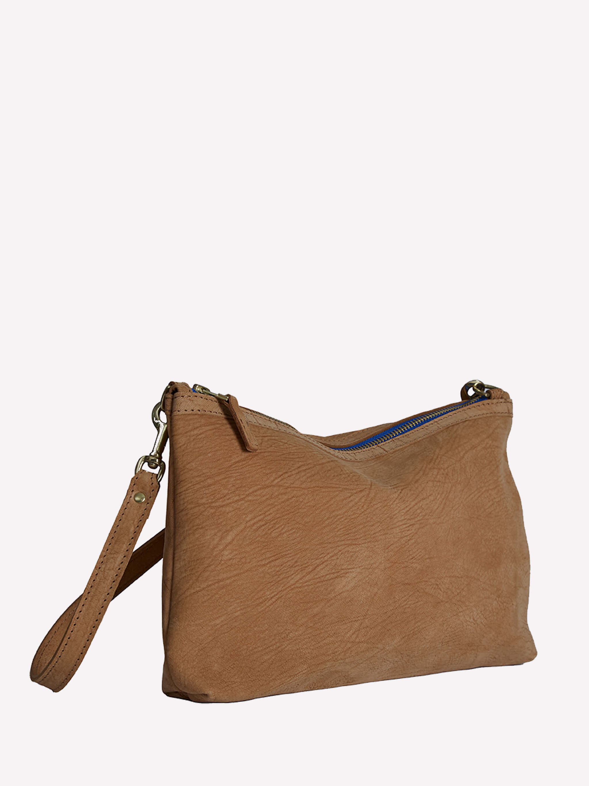 Peter Crossbody Bag in Nubuck - Cinnamon/Cerulean Blue