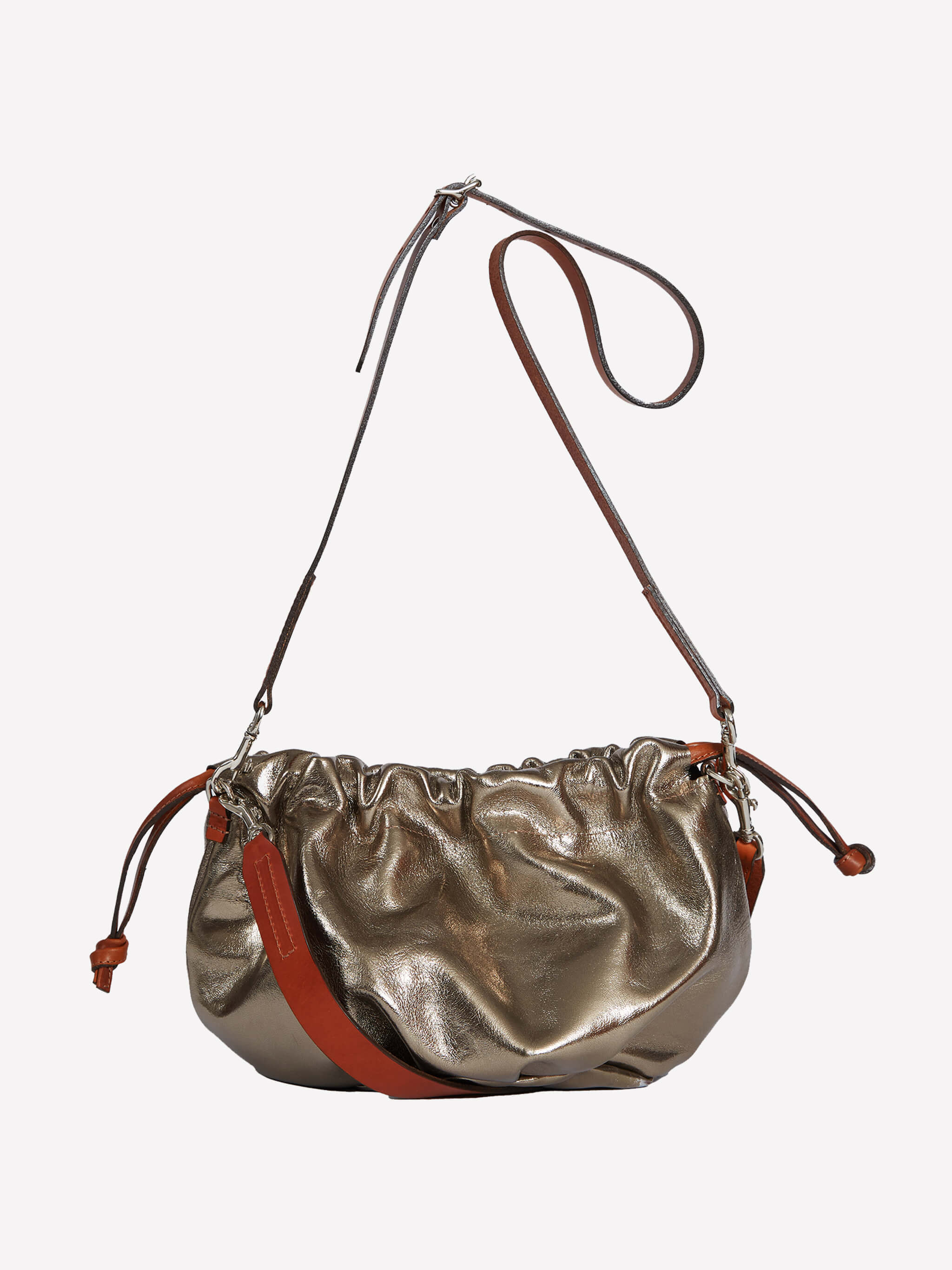 Wood Drawstring Bag - Golden Pewter / Chocolate /Whiskey