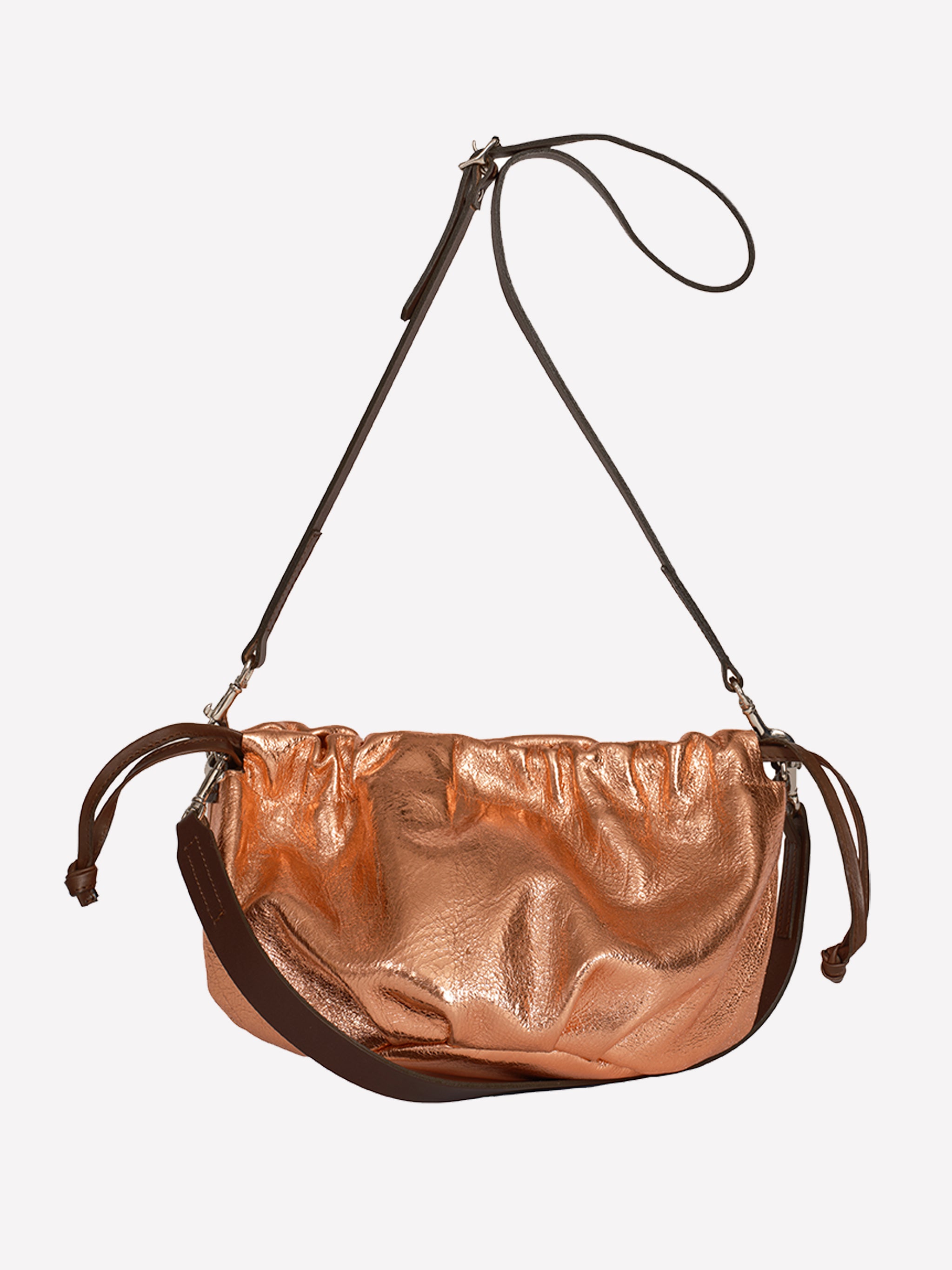Wood Drawstring Bag - Rose Gold / Bitter Chocolate