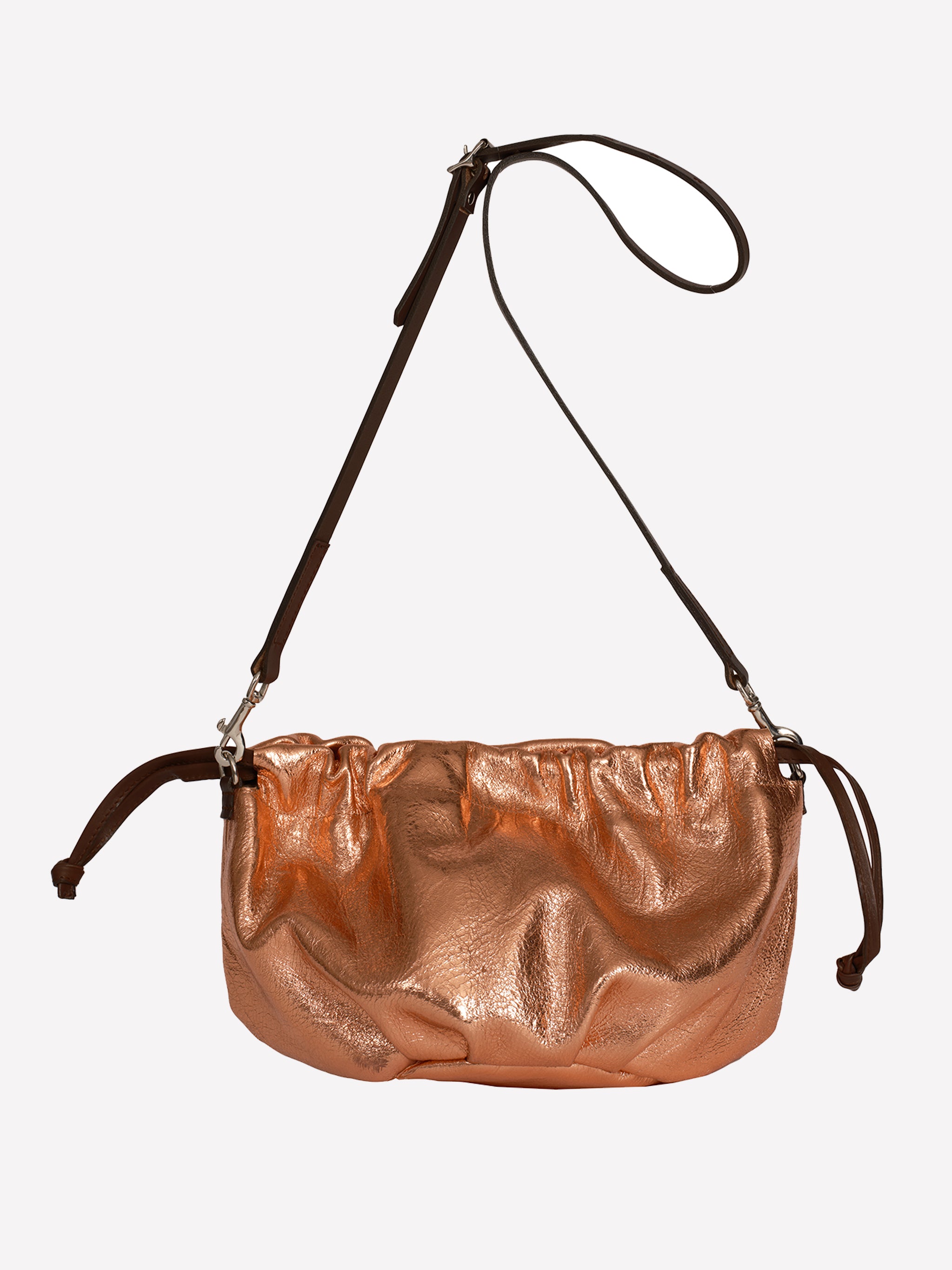 Wood Drawstring Bag - Rose Gold / Bitter Chocolate