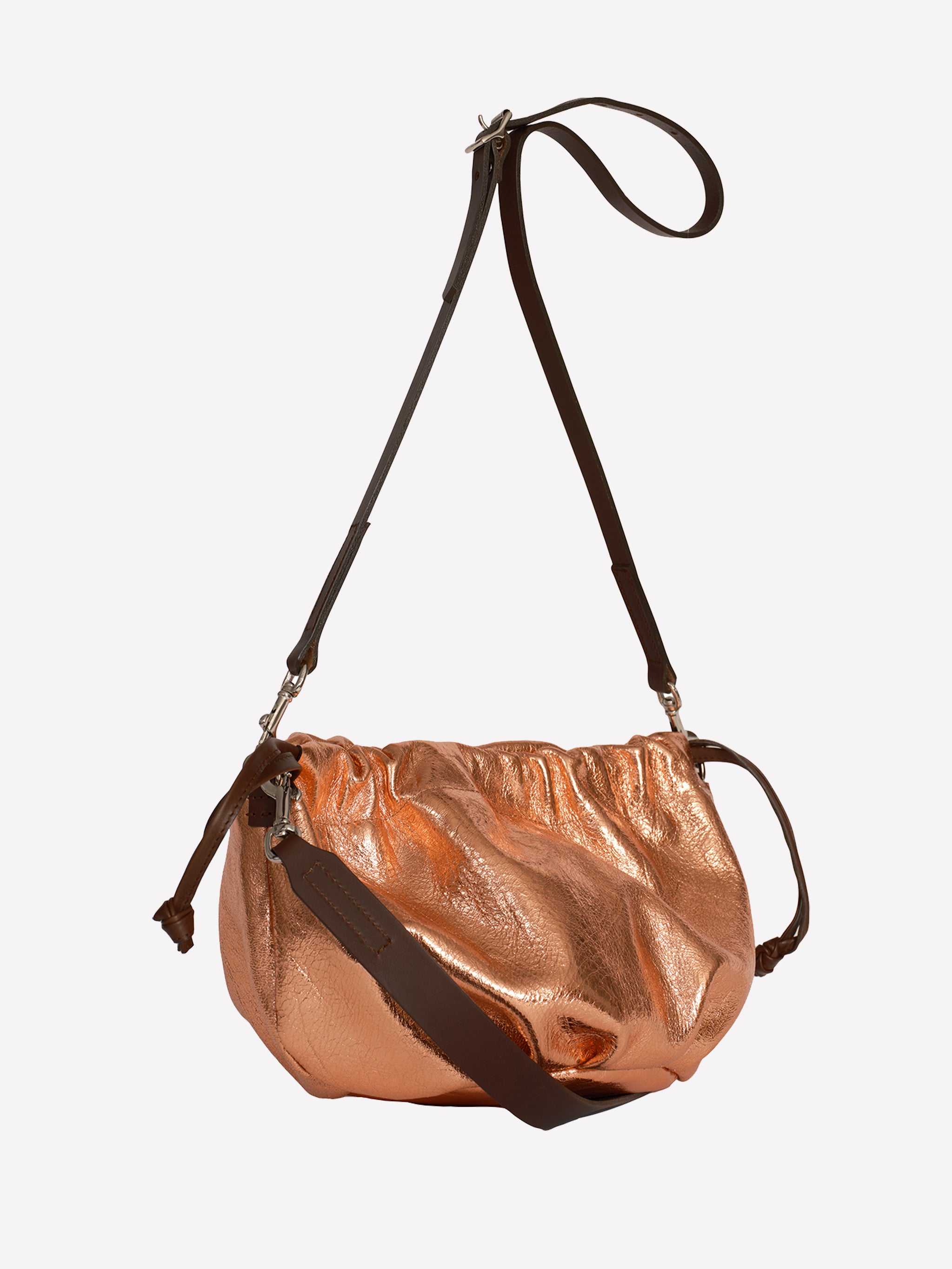 Wood Drawstring Bag - Rose Gold / Bitter Chocolate