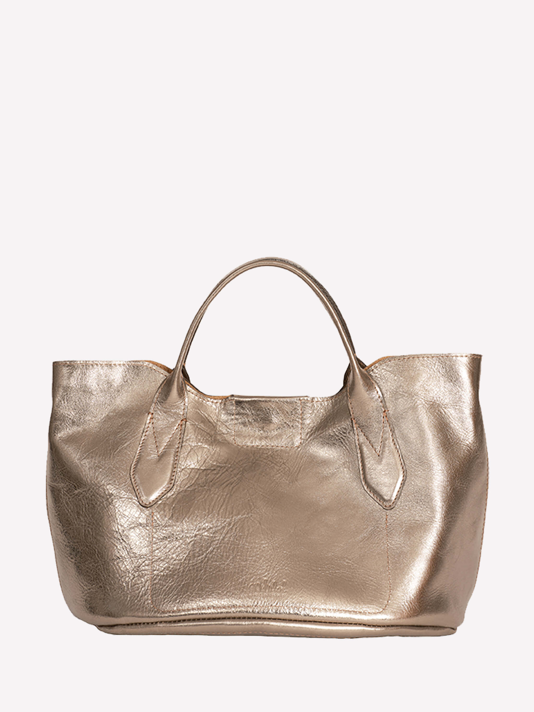 Hilda Leather Tote Bag - Golden Pewter Metallic