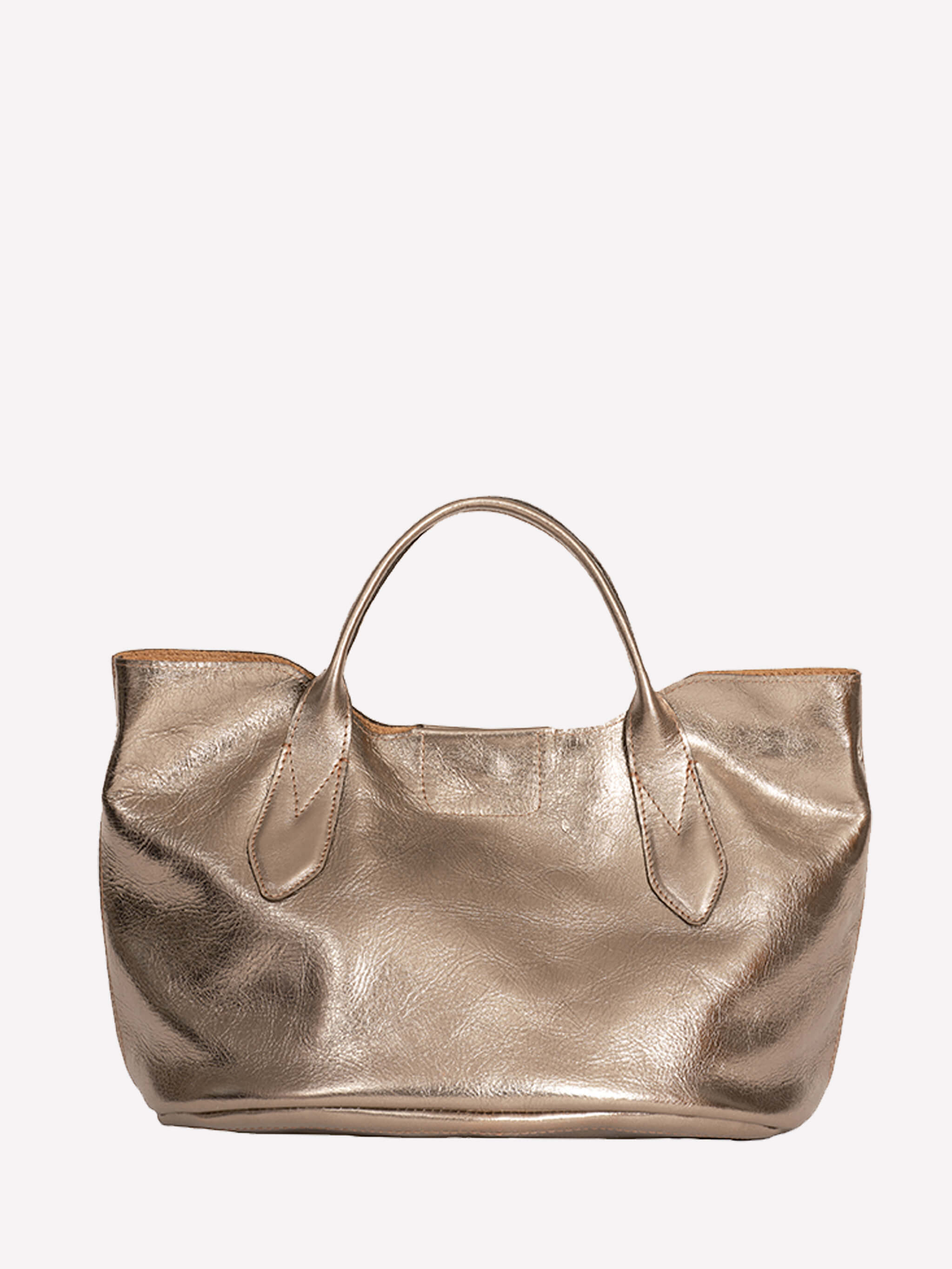 Hilda Leather Tote Bag - Golden Pewter Metallic