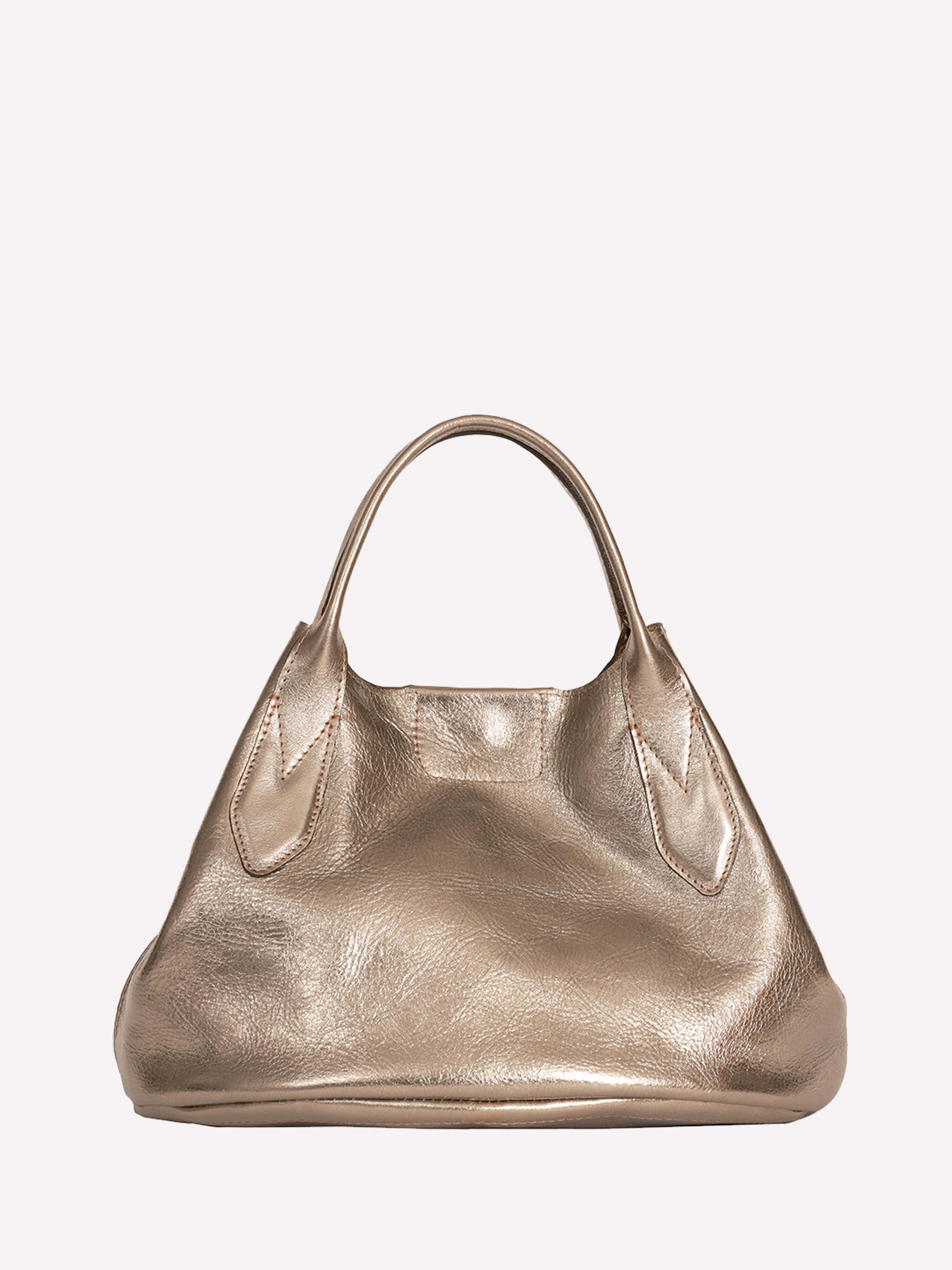 Hilda Leather Tote Bag - Golden Pewter Metallic