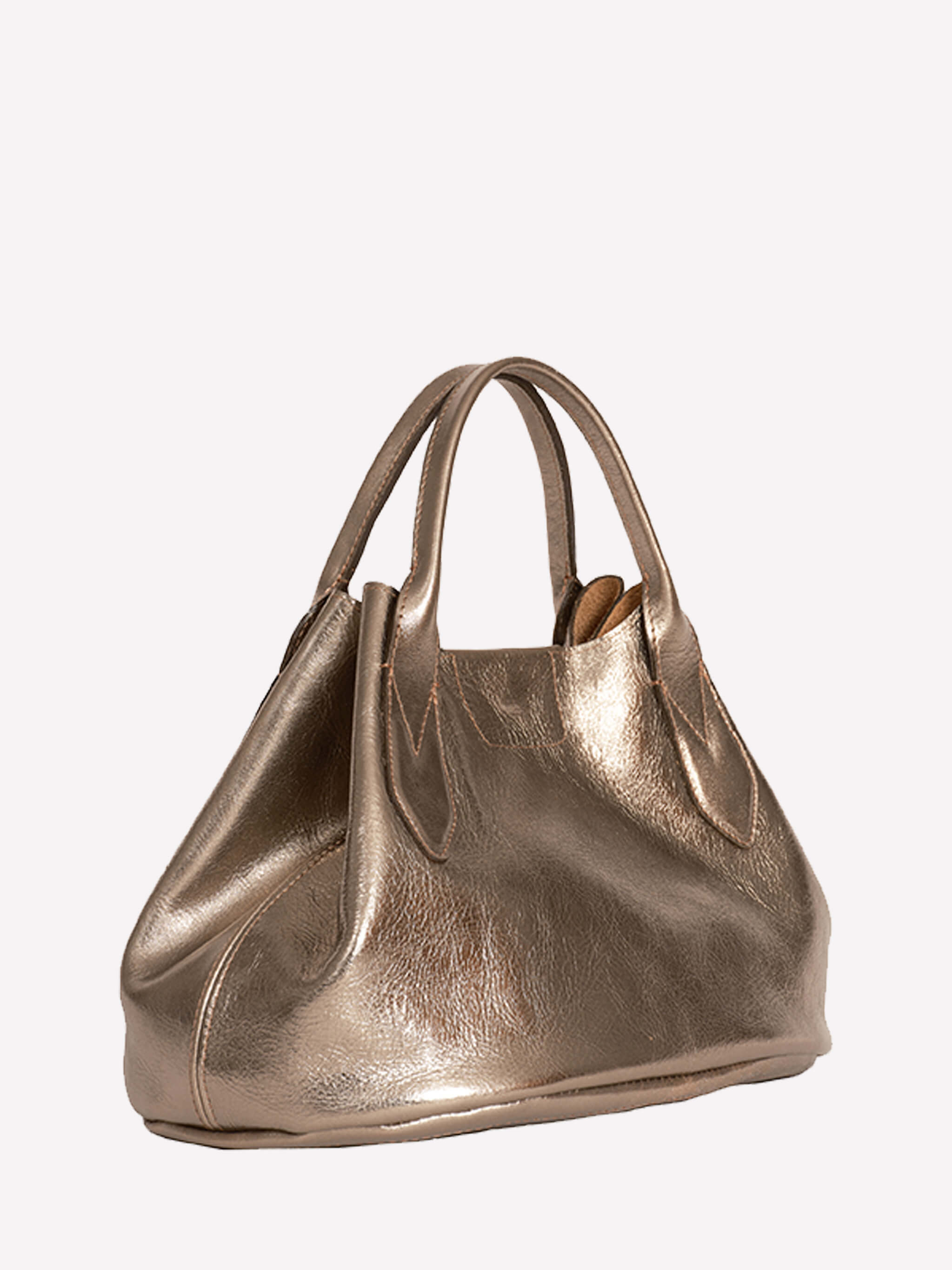 Hilda Leather Tote Bag - Golden Pewter Metallic