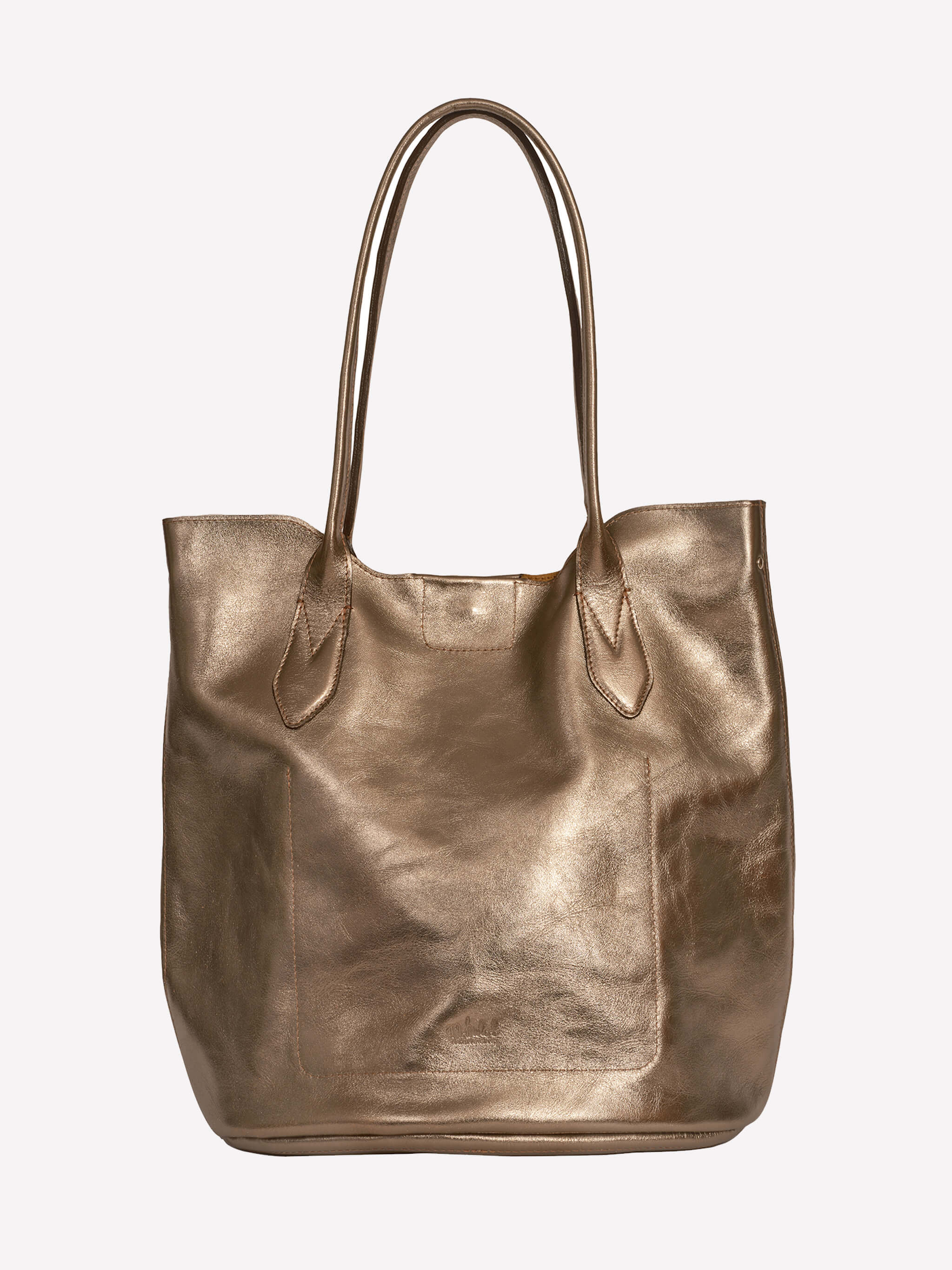 Hill Leather Tote Bag - Golden Pewter Metallic