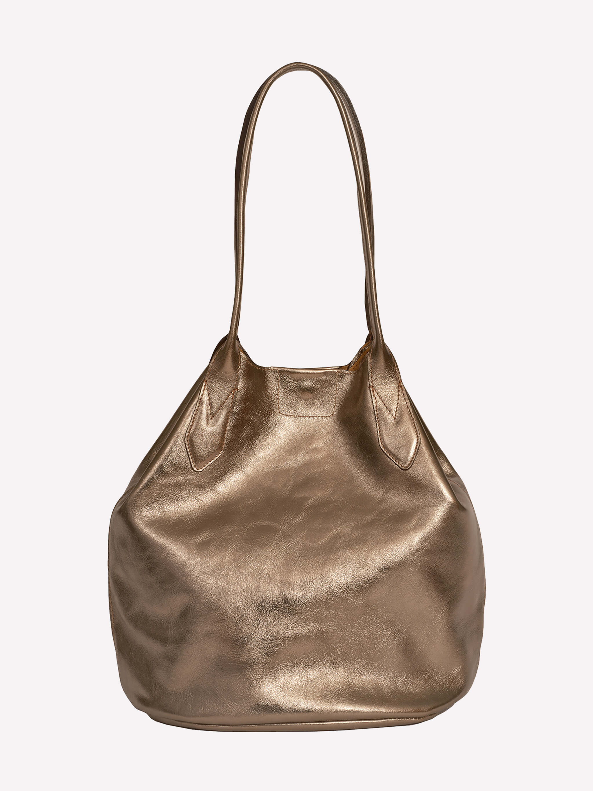 Hill Leather Tote Bag - Golden Pewter Metallic