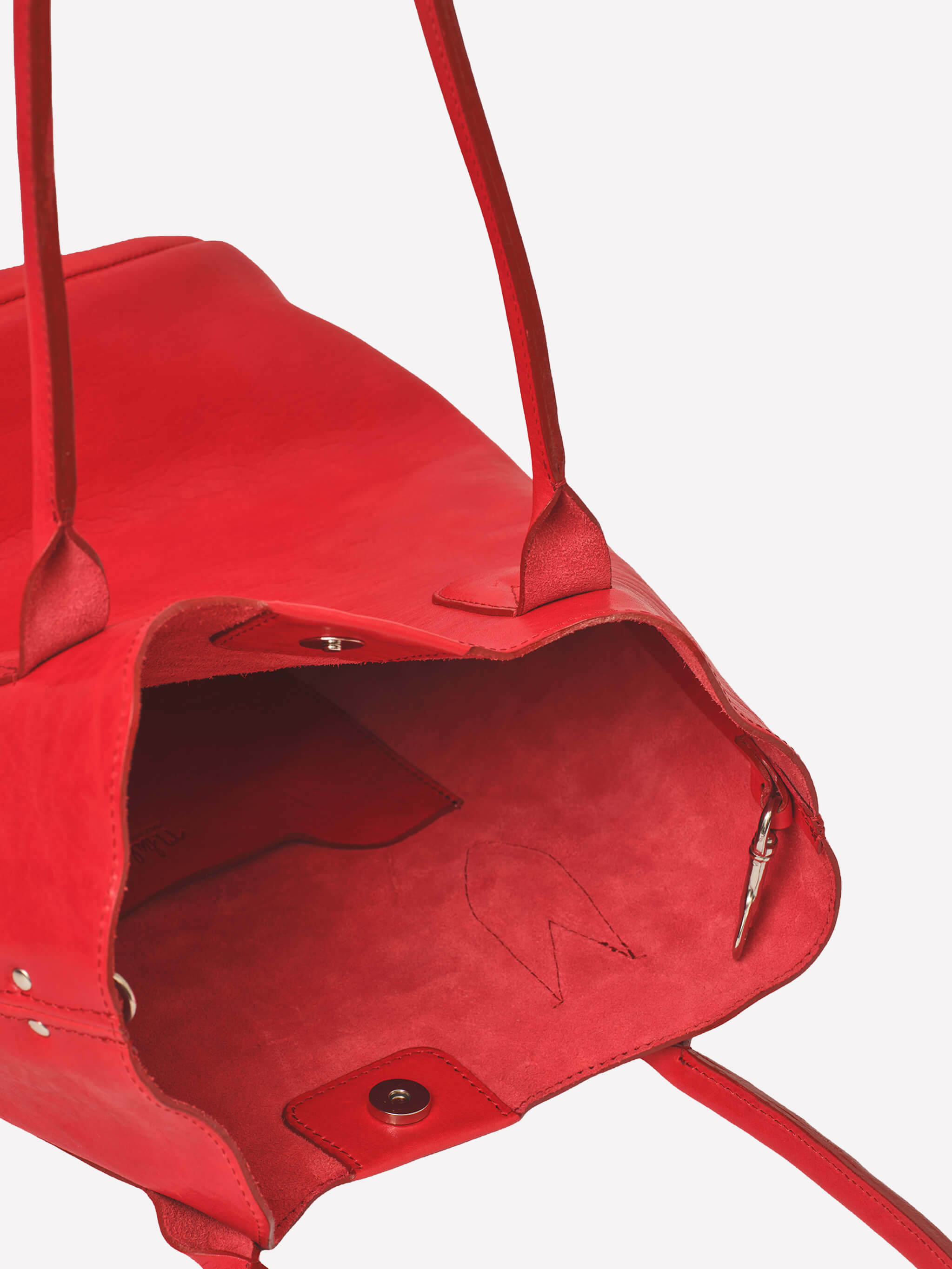 Hill Leather Tote Bag - Red