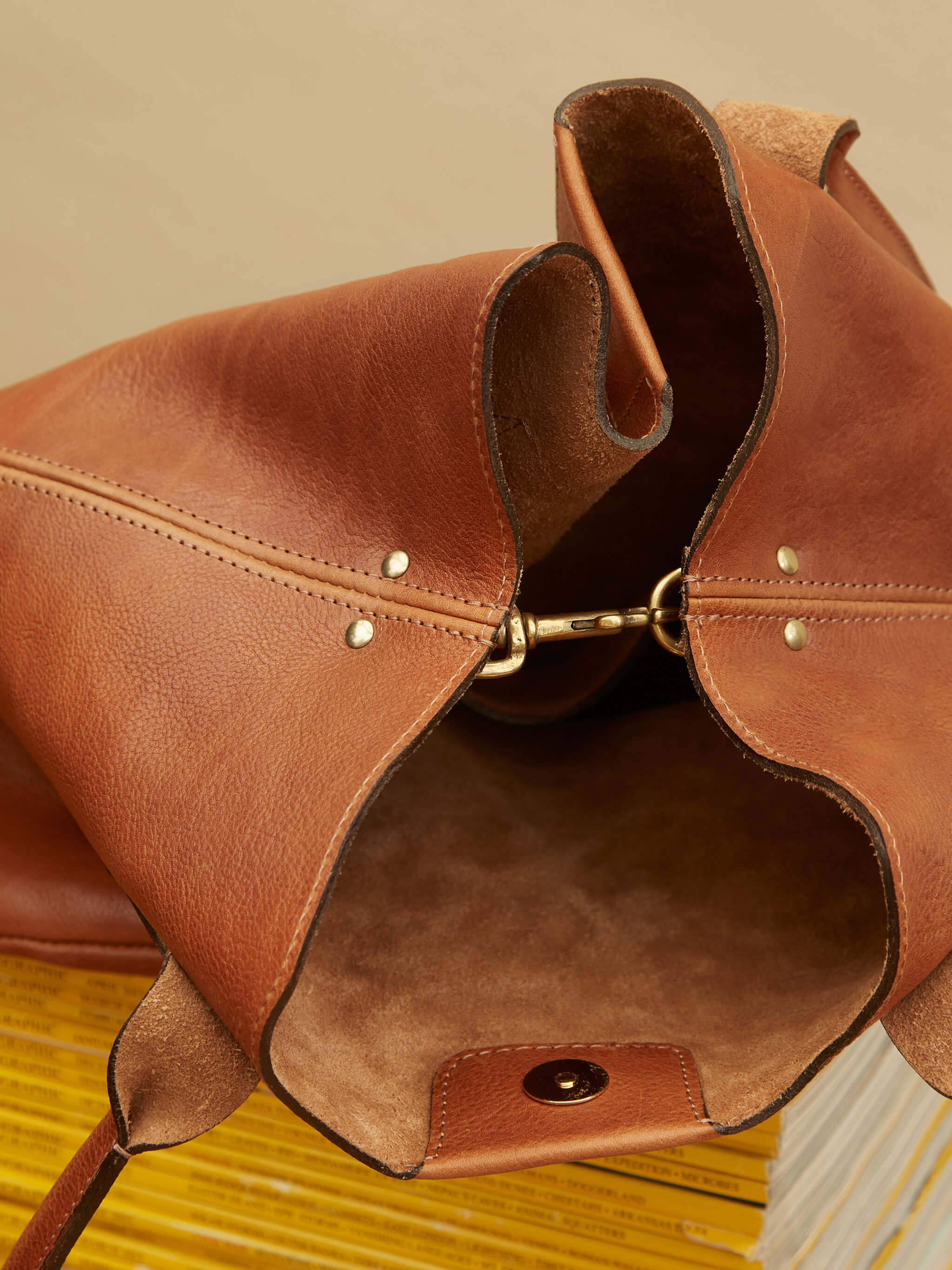 Hill Leather Tote Bag - Tan