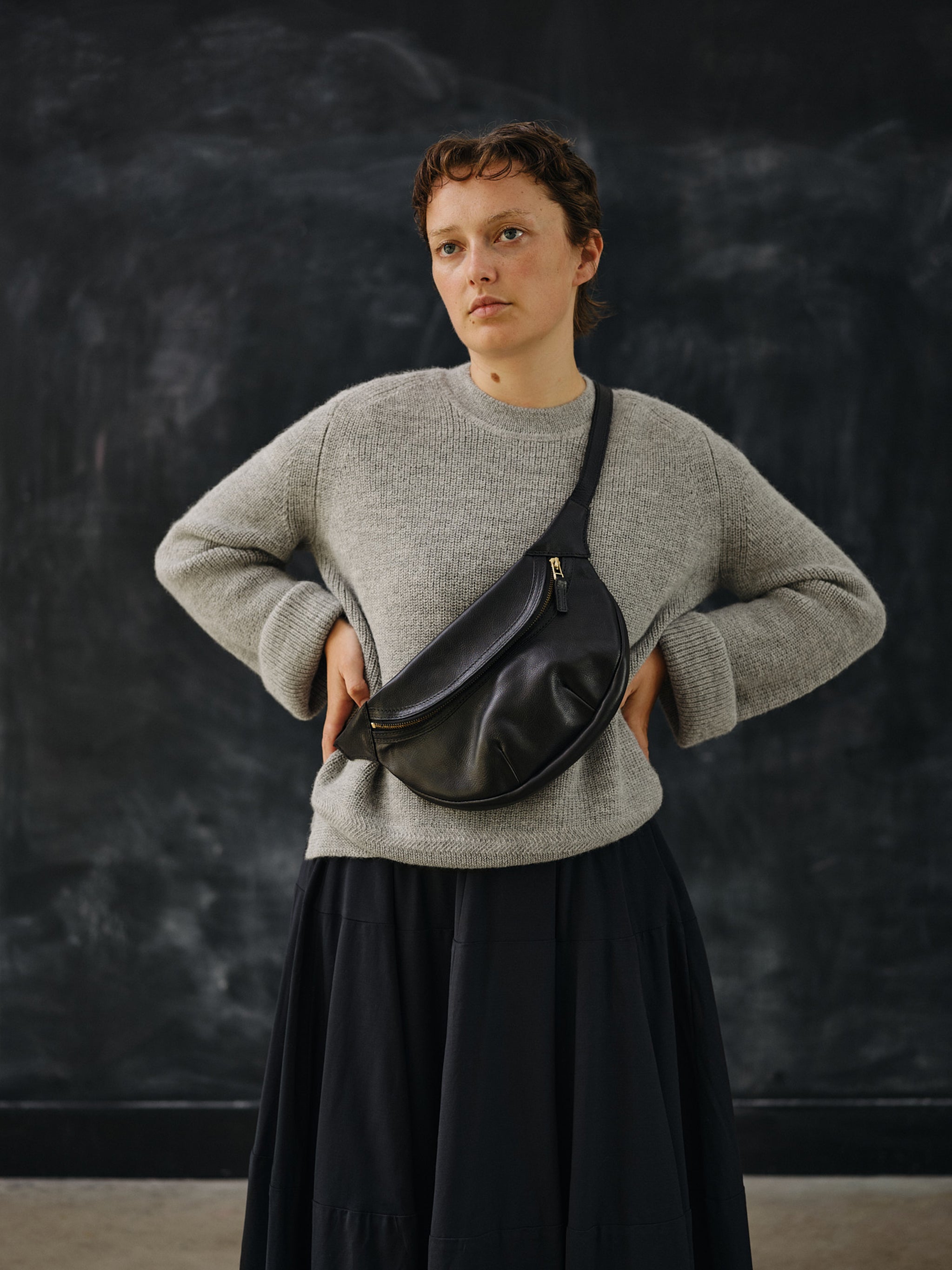 Loe Leather Bum Bag - Black