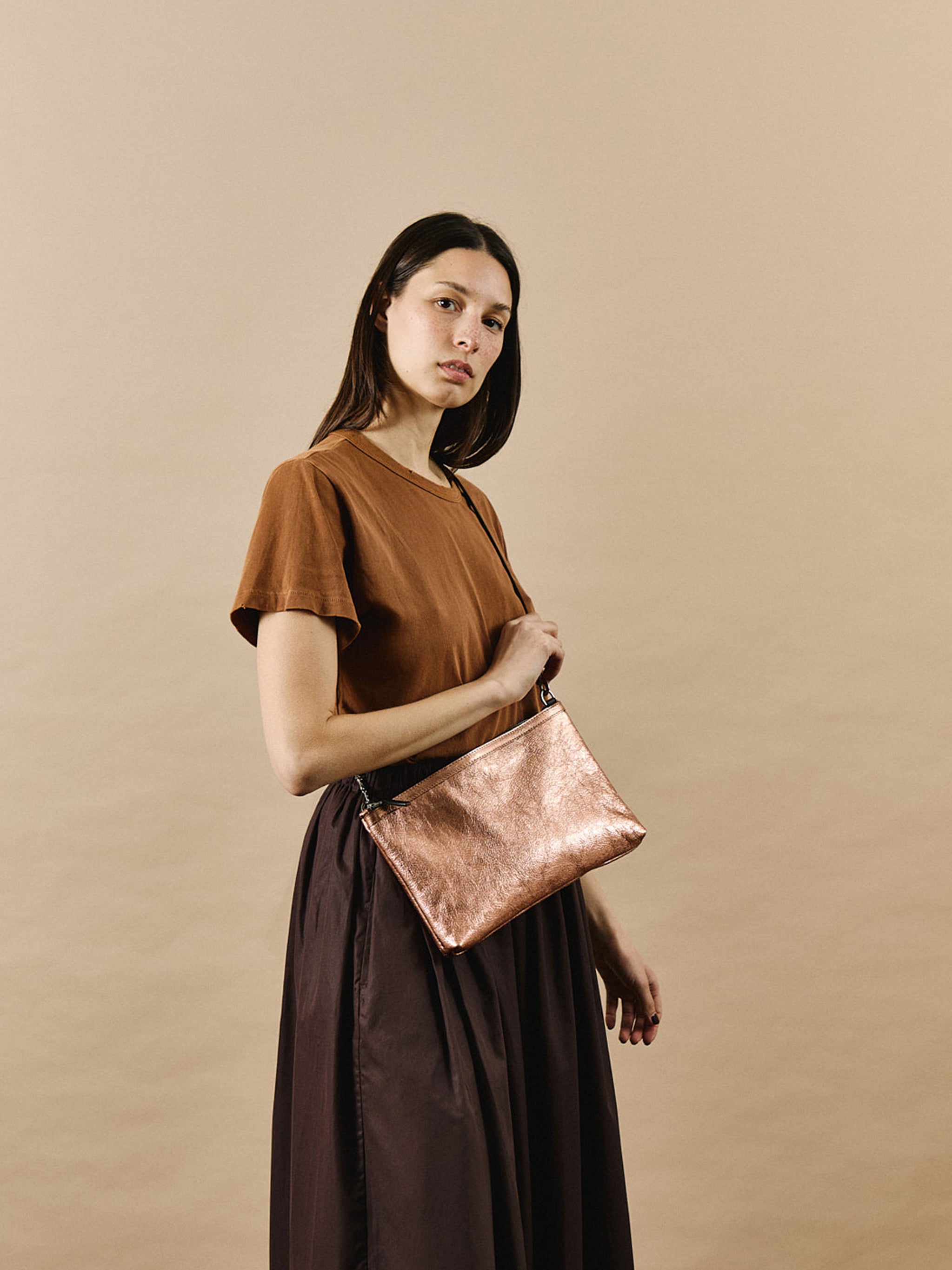 Peter Crossbody Bag  - Rose Gold Metallic