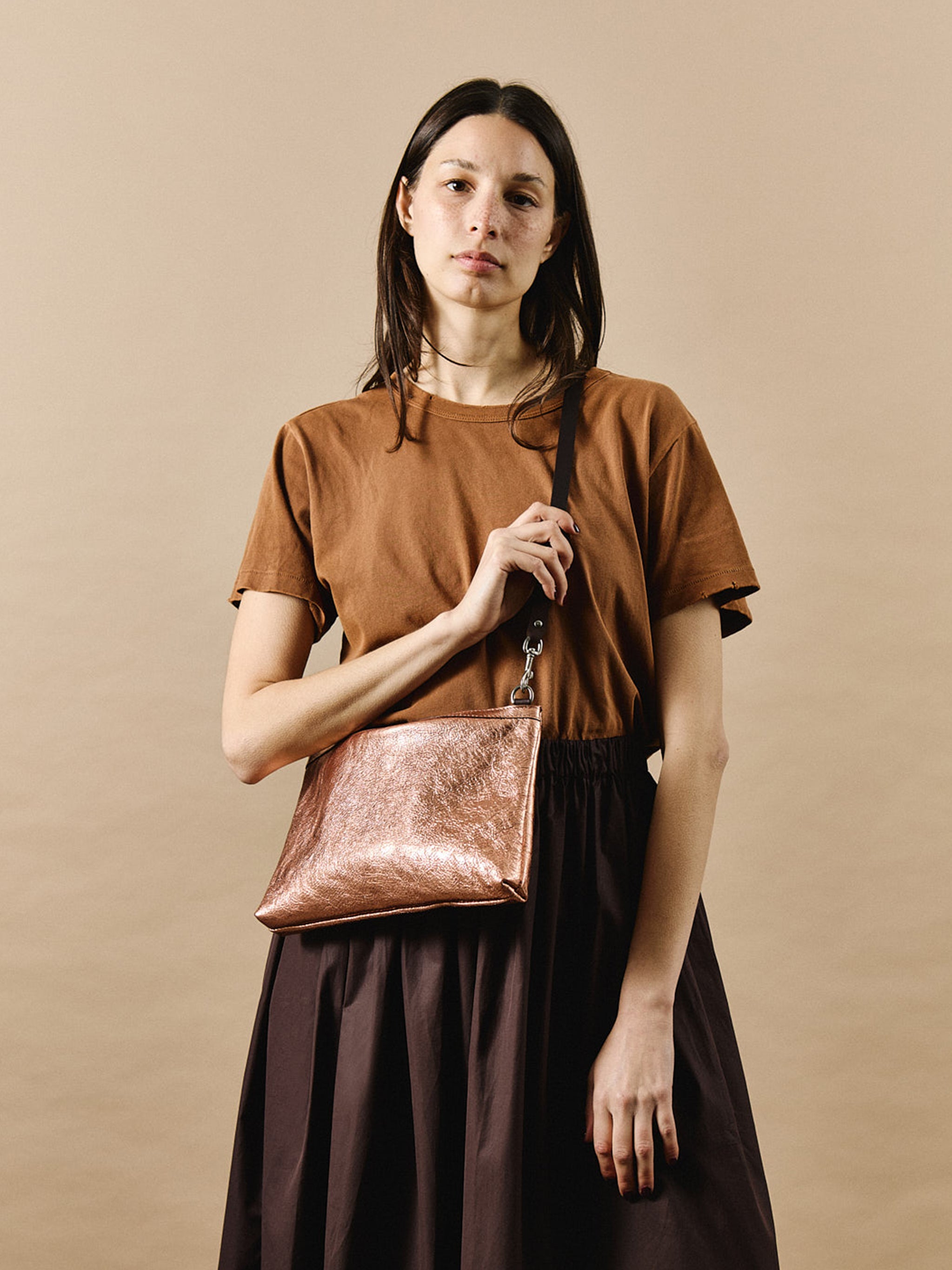 Peter Crossbody Bag  - Rose Gold Metallic